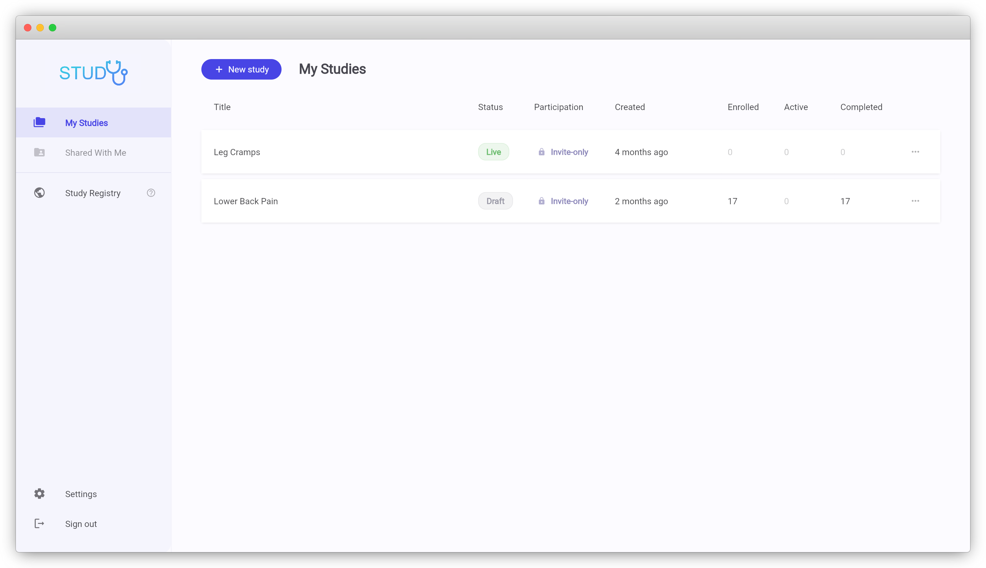 Screenshot of the StudyU Designer